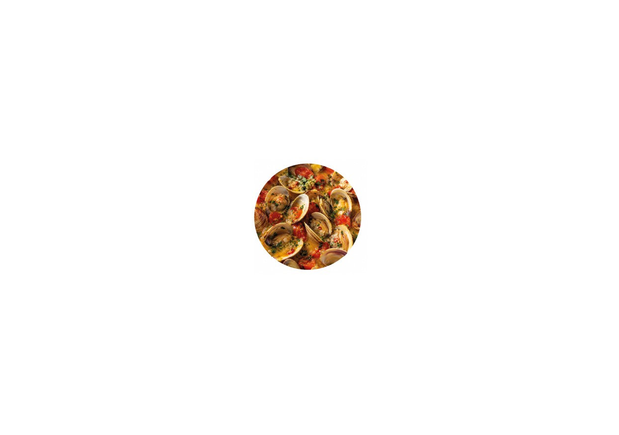 Vongole - mediterran - mit Venusmuscheln, halbgetrockneten Tomaten, Gemüse-Brunoise, Chili, Knoblauch & Petersilie - 1 Portion - nur noch kurz kurz erwärmen & (am besten mit Spaghetti) genießen